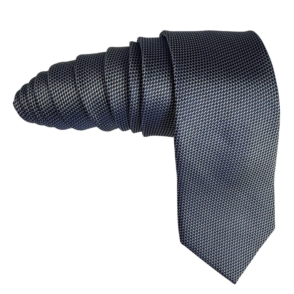 Calvin Klein Slim Silk Tie Navy Silver Textured Micro Pattern